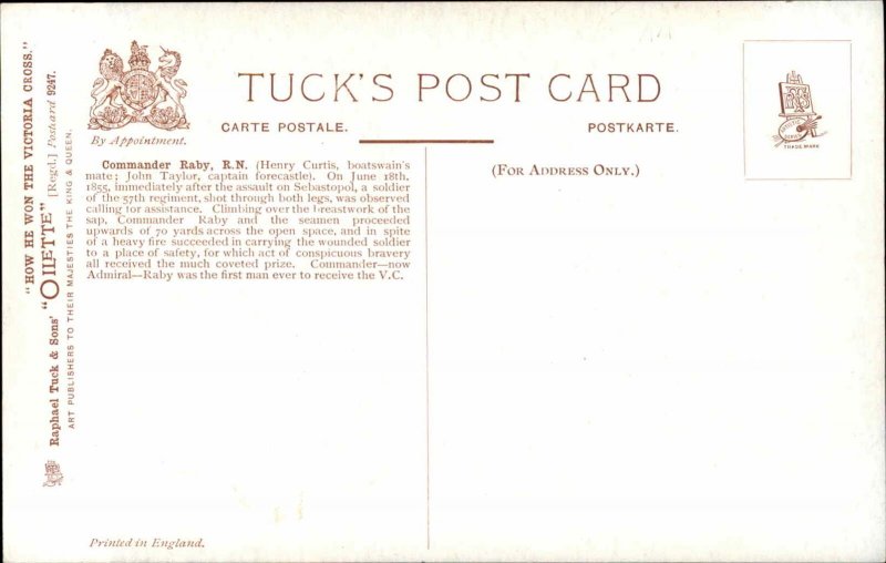 TUCK How We Won Victoria Cross Commander Raby Battle Scene Postcard