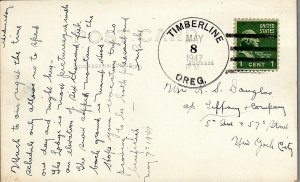 1947 TIMBERLINE LODGE OREGON MAILED TO TIFFANY & CO. REAL PHOTO POSTCARD 17-101