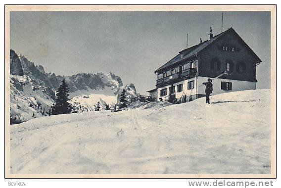 RP; Adolf-Zoeppritz-Haus am Kreuzek gegen die Zugspitze , Germany , 00-10s