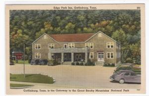 Edge Park Inn Cars Gatlinburg Tennessee linen postcard