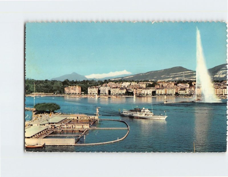 Postcard The fountain and Mont Blanc, Geneva, Switzerland