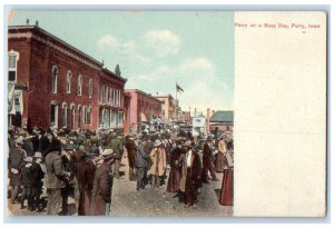1908 Perry Busy Day Exterior Building Perry Iowa Vintage Antique Posted Postcard