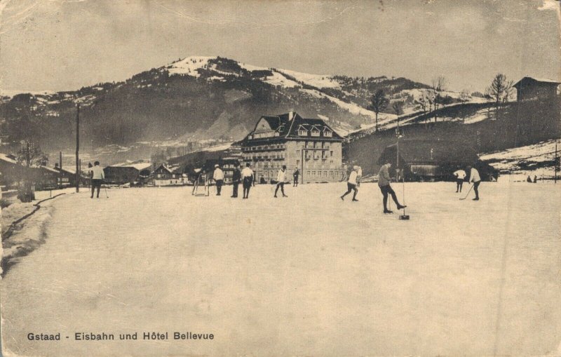 Switserland Gstaad Eisbahn und Hotel Bellevue 04.79