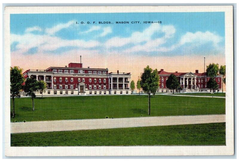 c1930's I.O.O.F Buildings Entrance View Mason City Iowa IA Unposted Postcard