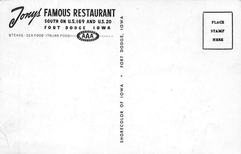 Tonys Famous Restaurant Fort Dodge, Iowa