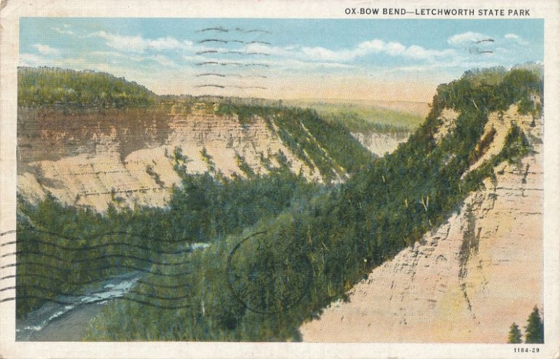 Letchworth State Park NY New York Ox Bow Bend Genesee River Gorge - pm 1937 - WB