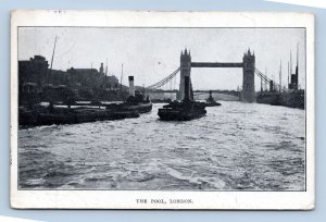 Ships and Bridge The Pool of London England UK 1909 DB Postcard L12