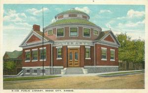 Dodge City Kansas Public Library 1920s Postcard Harvey 4036