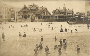 Crescent Beach? CT Connecticut Beach Swimming Homes Real Photo Vintage Postcard