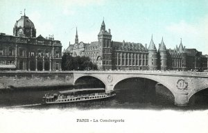 Vintage Postcard La Conciergerie Courthouse Prison Royal Palace Paris France