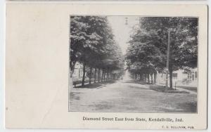 1907 KENDALLVILLE Indiana Ind Postcard Diamond St HOMES Noble County