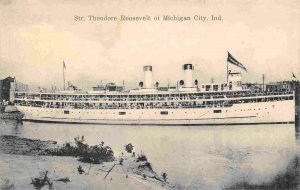 Steamer Theodore Roosevelt Michigan City Indiana 1910c postcard