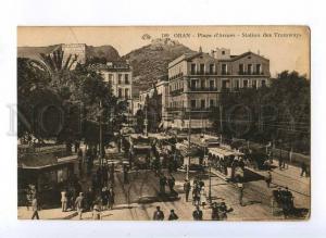 191051 Algeria ORAN Trams station Place Armes Vintage postcard