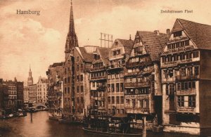 Germany Hamburg Deichstrassen Fleet Vintage Postcard 03.97
