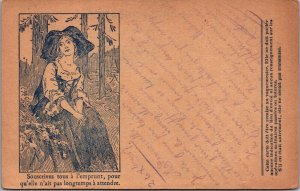 Art Nouveau Lady Souscrives Tous A l'emprunt Vintage Postcard 09.43