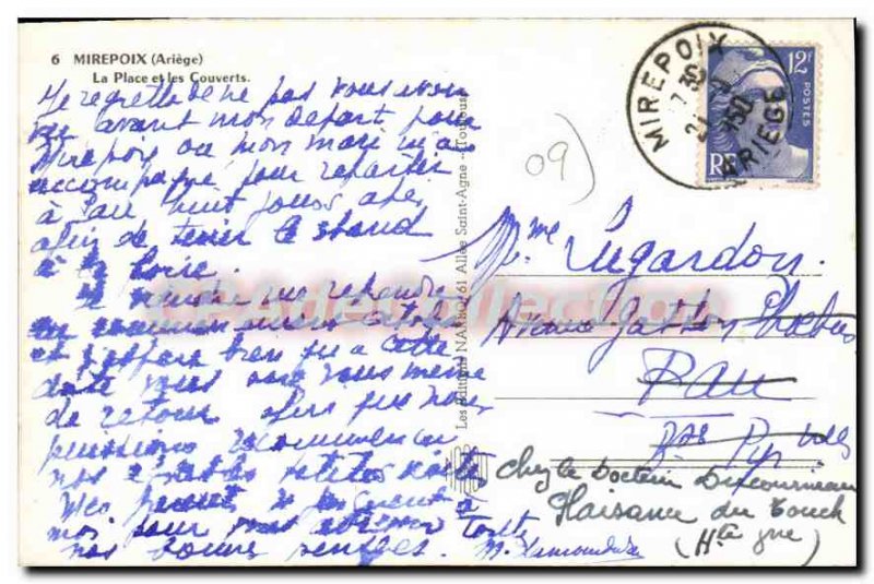 Postcard Old Mirepoix Ariege Place and Cutlery