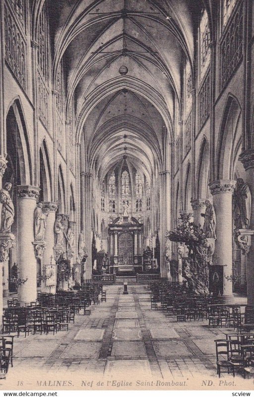 MALINES, Belgium, 1900-1910s; Nef De L'Eglise Saint-Rombaut