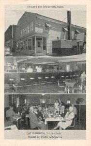 VILLA LOUIS GEISLER'S BAR & DINING PRAIRIE DU CHIEN WISCONSIN POSTCARD (1950s)**