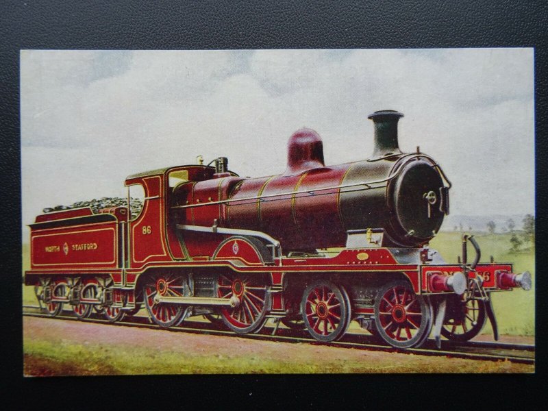 Steam Locomotive NORTH STAFFORD RAILWAY 4-4-0 No.86 at Stoke - Old Postcard