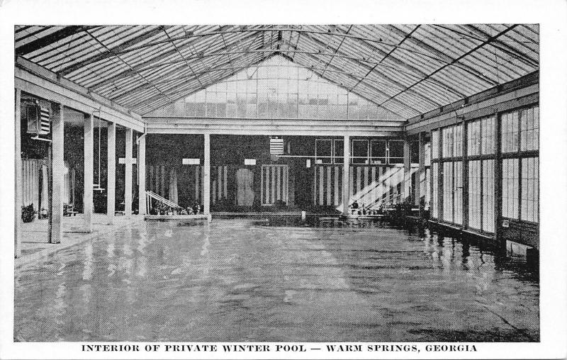 Warm Springs Georgia~Private Winter Indoor Swimming Pool~1940s B&W Postcard 