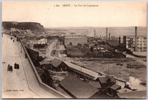 BREST - Le Port de Commerce France Aerial View Buildings Antique Postcard