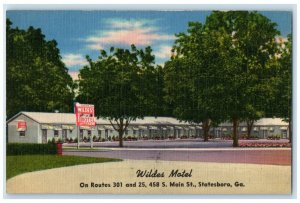 c1930's Wildes Motel Roadside Statesboro Georgia GA Unposted Vintage Postcard