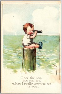 I See The Sea, But You See, I Really Want To See, Cute Baby, Quotes, Postcard