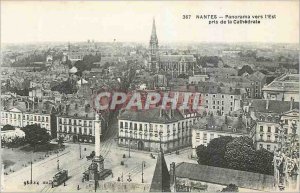 Old Postcard Panorama Nantes eastward taken to the Cathedral