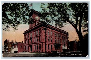 Rockford Illinois IL Postcard City Hall Exterior Roadside Scene c1910's Vintage