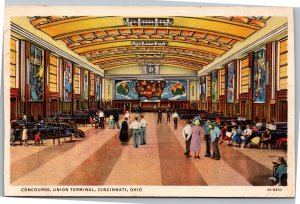 Postcard OH Cincinnati train station Concourse Union Terminal