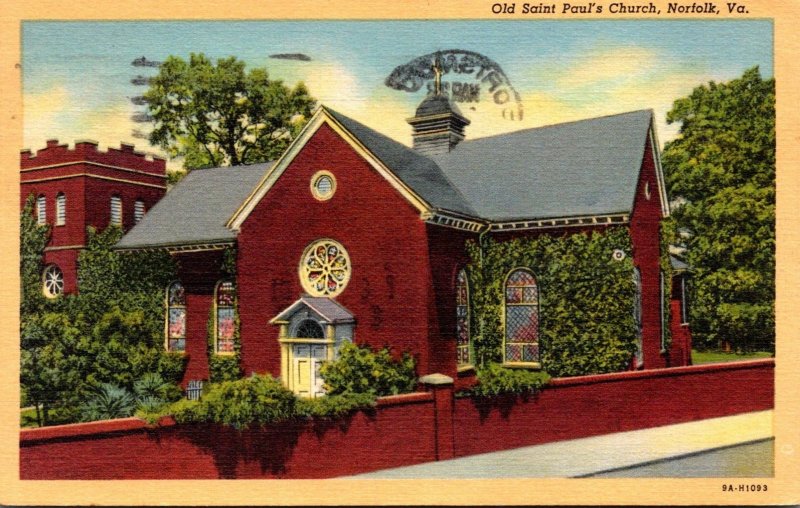 Virginia Norfolk Old Saint Paul's Church 1940 Curteich