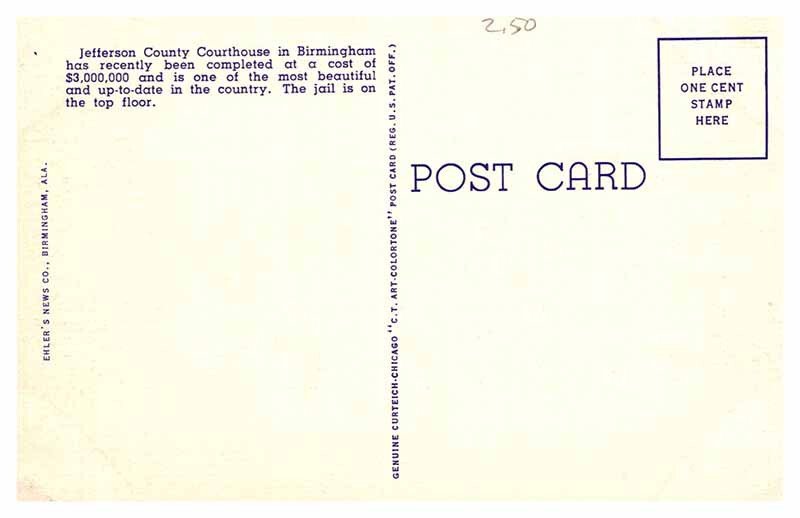 Postcard COURT HOUSE SCENE Birmingham Alabama AL AQ7888