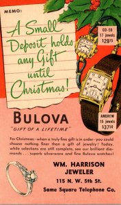 Advertising Bulova Watches William Harrison Jeweler New York City