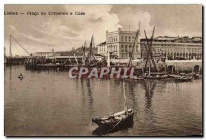 Postcard Old Lisboa Portugal Praca do Comercio e Caes