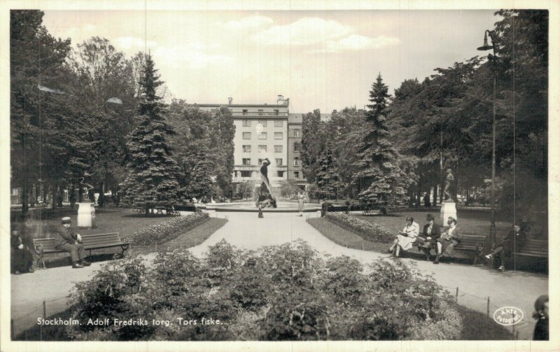 Sweden Stockholm Adolf Fredriks Torg Tors Fiske Vintage RPPC 03.53