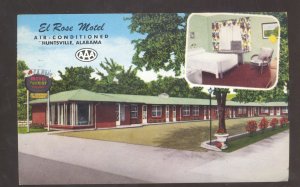 HUNTSVILLE ALABAMA EL ROSE MOTEL INTERIOR VINTAGE ADVERTISING POSTCARD