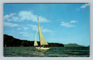 Lawrenceburg TN, Greetings, Sailing, Mountain Lake, Chrome Tennessee Postcard  