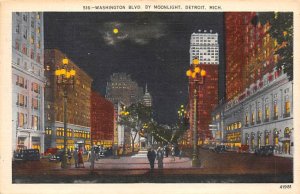 Washington Boulevard Moonlight Scene  - Detroit, Michigan MI  