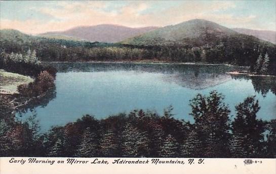 New York Adirondack Mountains Early Morning On Mirror Lake