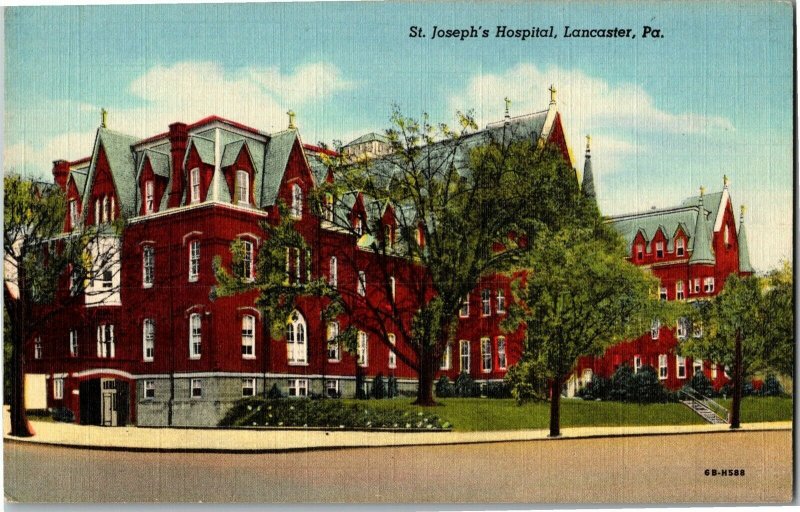 St. Joseph's Hospital, Lancaster PA Vintage Linen Postcard B08 