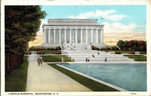 Lincoln Memorial Washington D.C. 1c Stamp Franklin Vintage WOB WB Postcard PM 