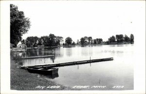 Evart MI Big Lake Shore View Docks Real Photo RPPC Vintage Postcard