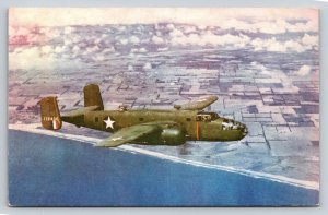 WWII North American B-25 Mitchell Tokyo Raider Bomber Wesco Color Postcard