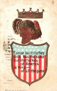 1907 Europe Has Its Turkey Asia Has The Same But America is King Old Postcard