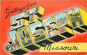 Large letters multi View 1944 St Joseph Missouri Postcard Teich 4382