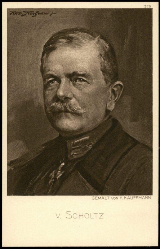 Germany WWI General von Scholtz Artist Signed Portrait Ostpreussenhilfe E G77378