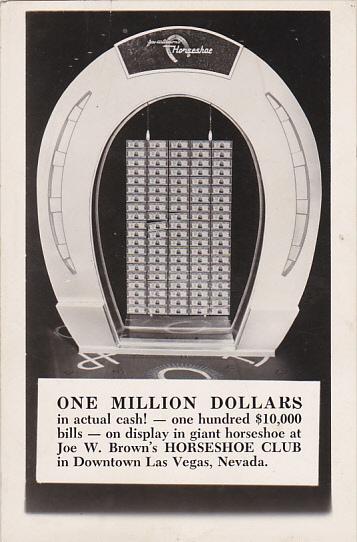 Million Dollar Display Horseshoe Club Casino Las Vegas Nevada Real Photo