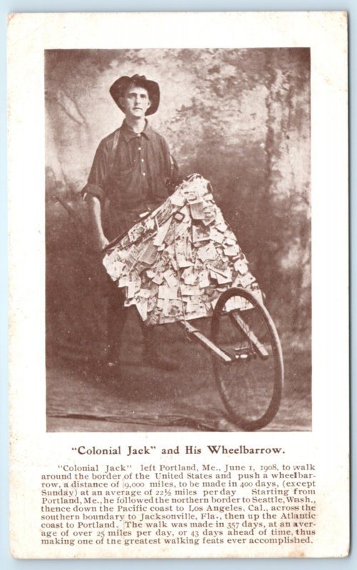 Cross Country Walker Colonial Jack Postcard Transcontinental Pedestrian