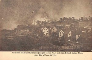 Gallows Hill, Engine House No 4 High School SALEM, MA 1914 Fire Vintage Postcard