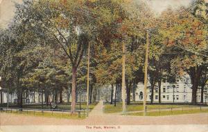 WARREN, OH Ohio  THE PARK Men on Bench TREES~PATH  Trumbull Co  c1910's Postcard